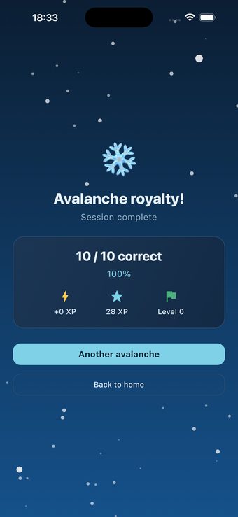Quiz results with XP earned